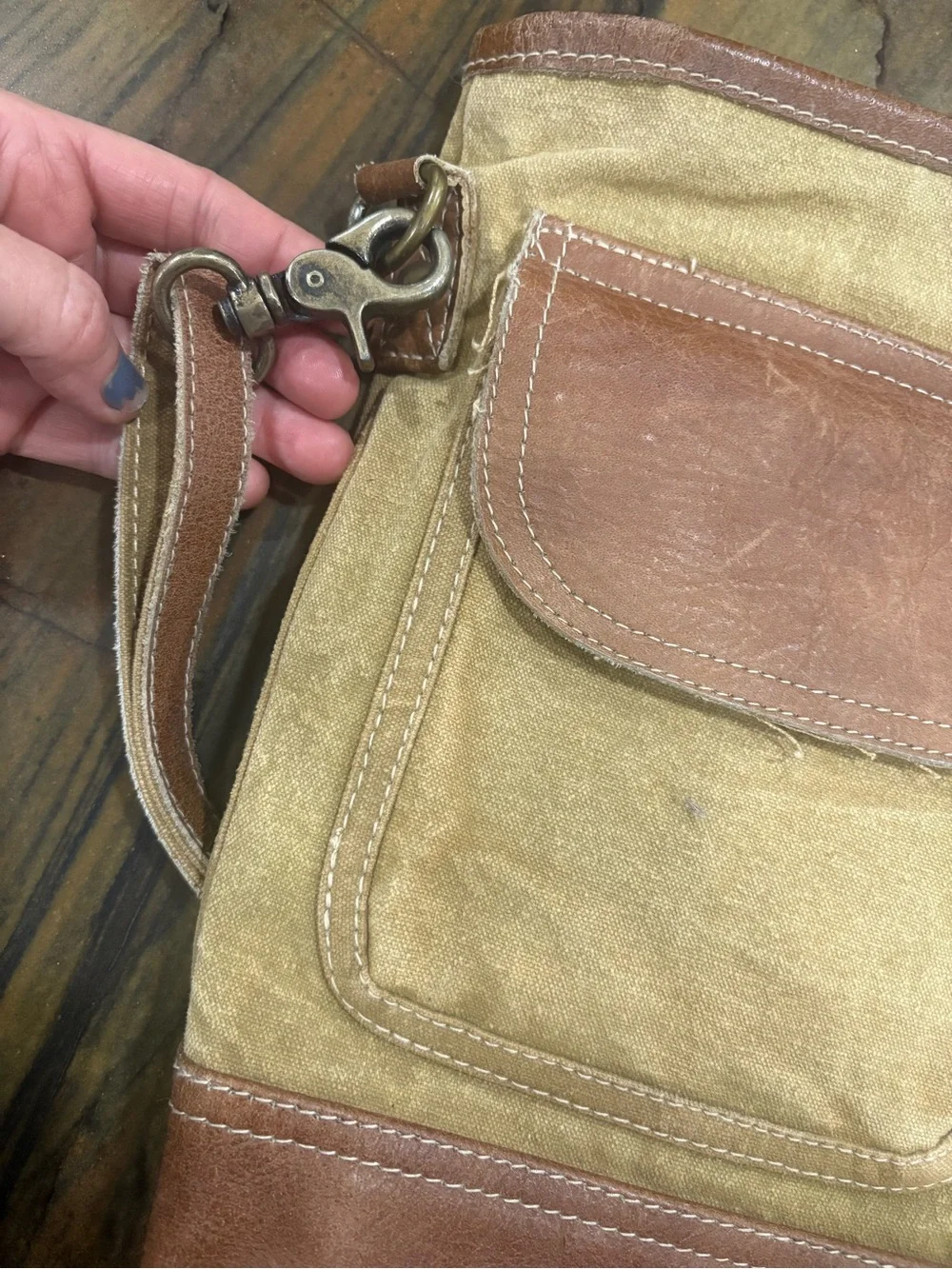 Peace & Patience crossbody bag /purse made from repurposed military canvas